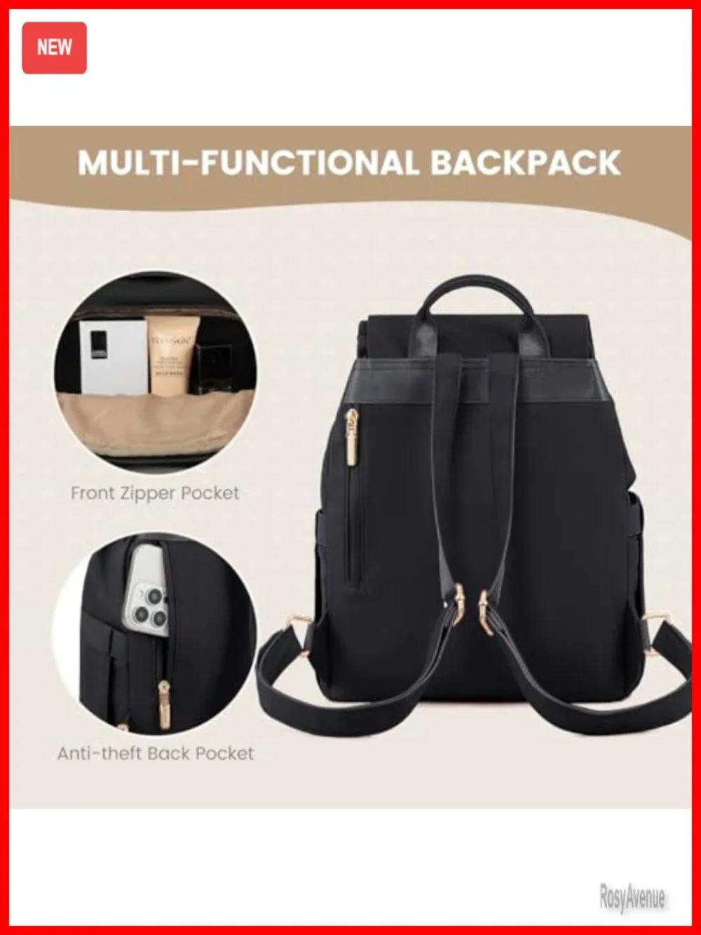 Mini Quilted Backpack Purse with Anti-Theft Pocket, Lightweight Daypack for
